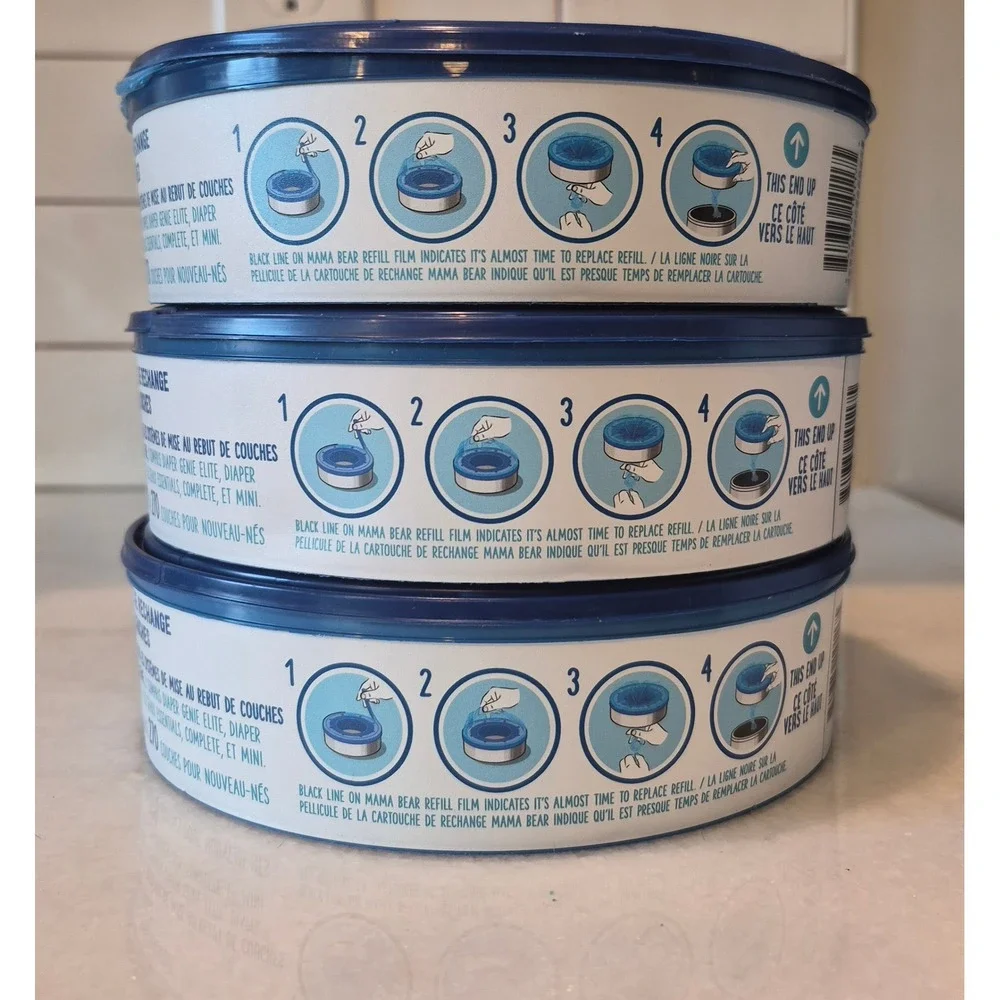 Mama Bear Diaper Pail‎ Refills for Diaper Genie 810 Count Lot of 3 New